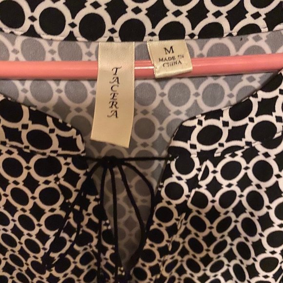 Tacera Geometric Print Dress Tassel Tie Top Med. - Picture 2 of 8